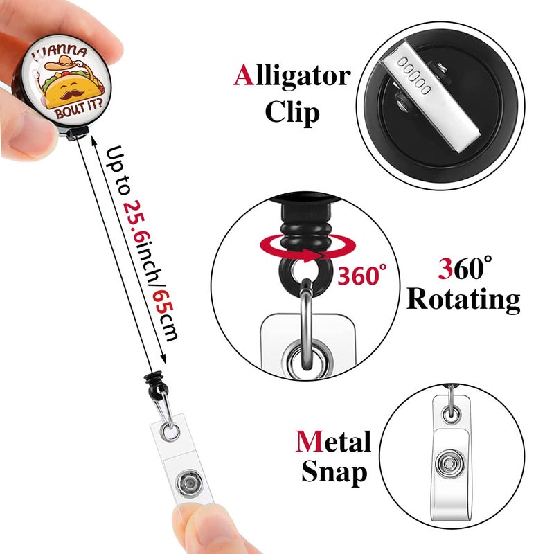 Wanna Bout It Funny Badge Reel قابل للسحب، حامل شارة بطاقة الهوية مع مشبك التمساح، شارة أخصائي أمراض النطق، هدية SLP، شارة معالج النطق، شارة ممرضة طبية MD RN، معرف - Image 4